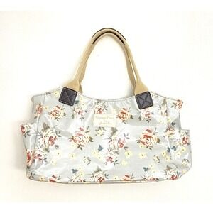 Vintage Floral by Jennifer Rose Handbag Laminated Canvas Blue Pink Tan Modern